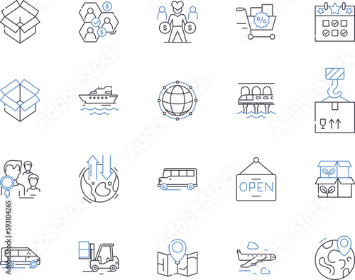 Fulfillment and Distribution outline icons collection. fulfillment, distribution, warehouse, inventory, logistics, supply chain, shipping vector and illustration concept set. receiving, order photo