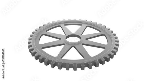 Metal machine gear isolated on transparent background. Cogwheel concept. 3D render