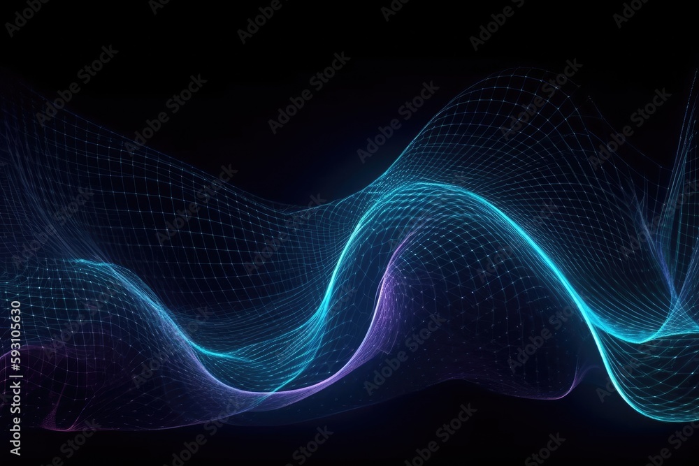 Backdrop for science fiction that is futuristic and abstract with blue neon lights. Generative AI Backdrop for science fiction that is futuristic and abstract with blue neon lights. Generative AI