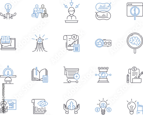 Event Management outline icons collection. Organizing, Planning, Coordinating, Scheduling, Logistics, Arranging, Catering vector and illustration concept set. Booking, Promotional, Budgets linear