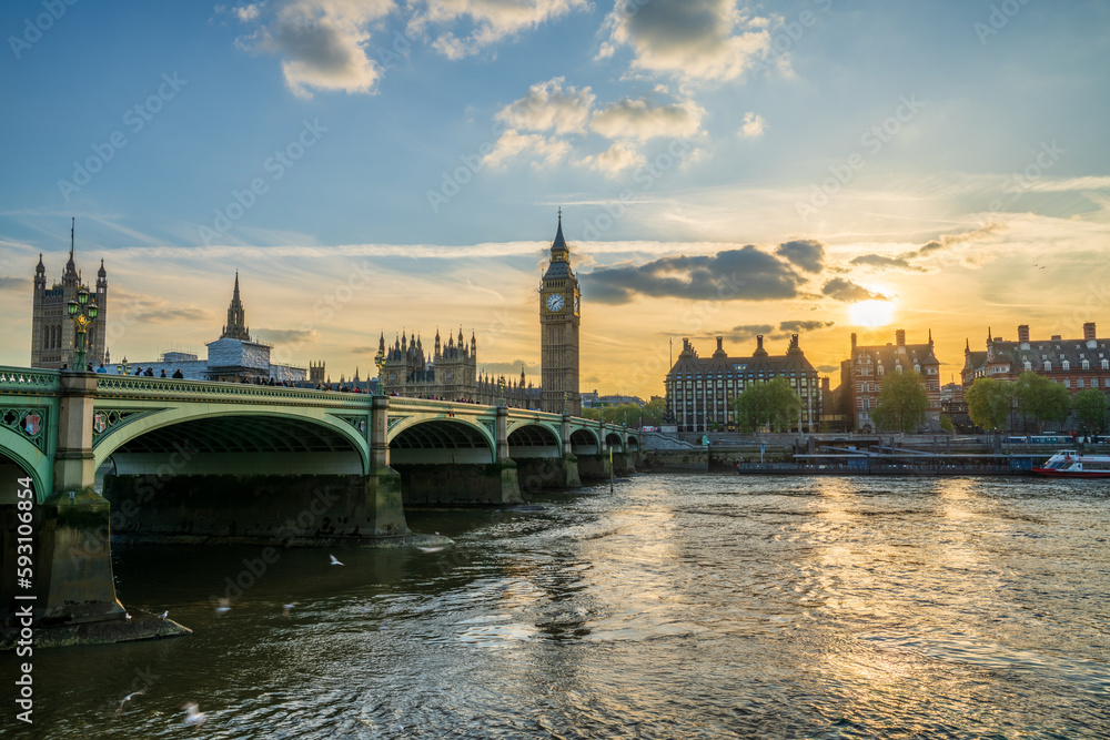 Naklejka premium Big Ben at sunset in London