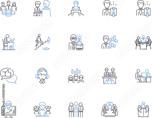 Career outline icons collection. Job, Career Path, Vocation, Profession, Livelihood, Employment, Occupation vector and illustration concept set. Calling, Line, Industry linear signs