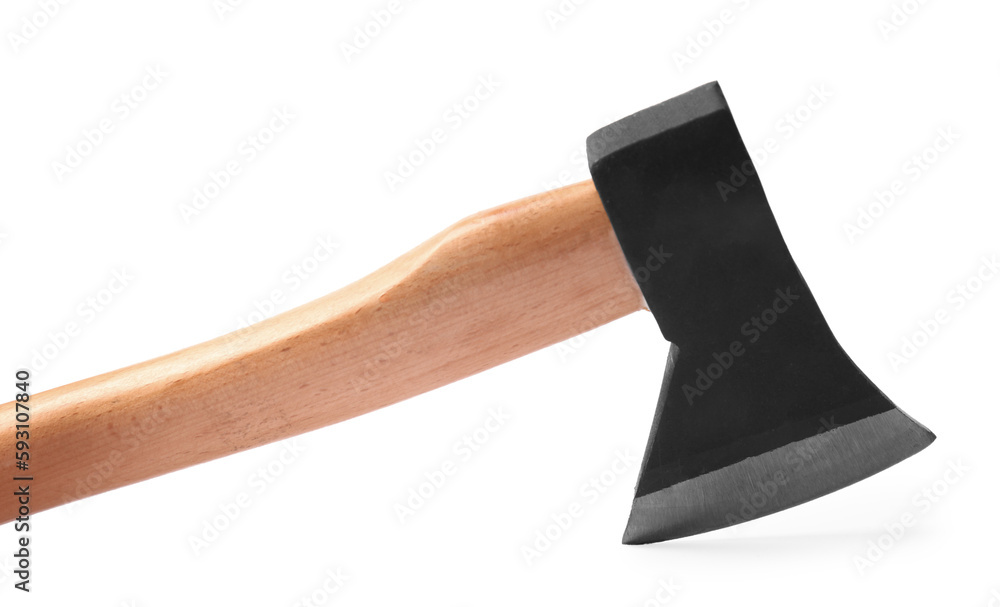Metal ax with wooden handle isolated on white Metal ax with wooden handle isolated on white