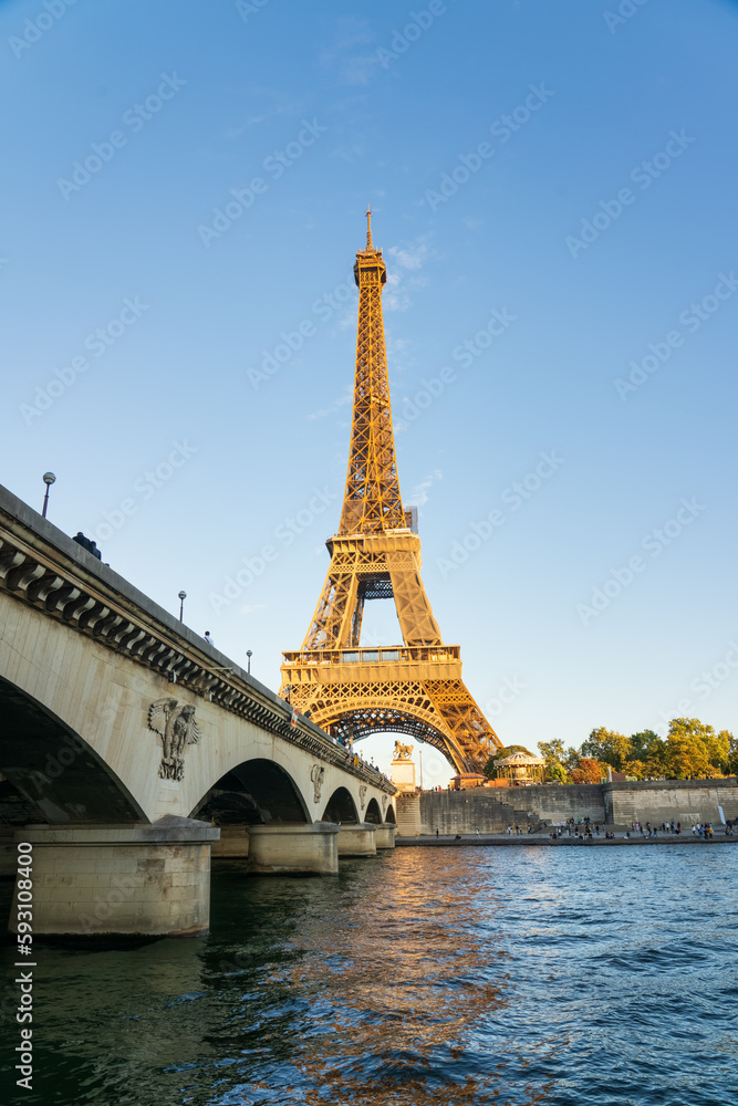 Eiffel Tower by Seine river in Paris