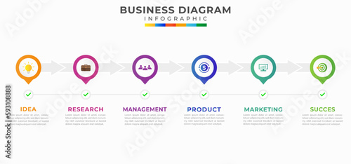 6 Steps modern Timeline diagram calendar with circle and topics,Presentation and business vector infographic template.