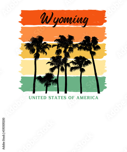 Retro Vintage Design Of The States Of America Sunset Palm Tree Summer Vibes
