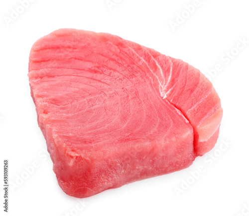 Fresh raw tuna fillet isolated on white