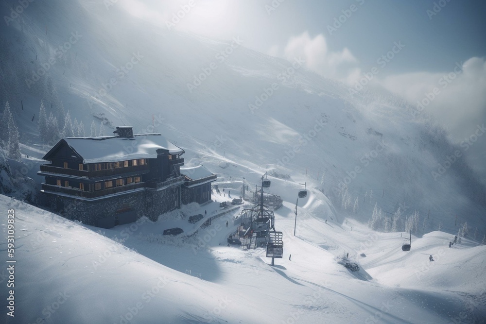 ski resort in winter made with generative ai