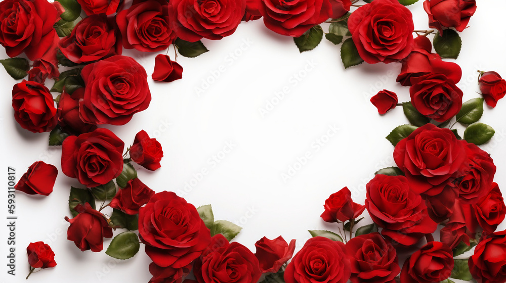 Frame made of red roses isolated. PNG transparency. Gerative ai Frame made of red roses isolated. PNG transparency. Gerative ai