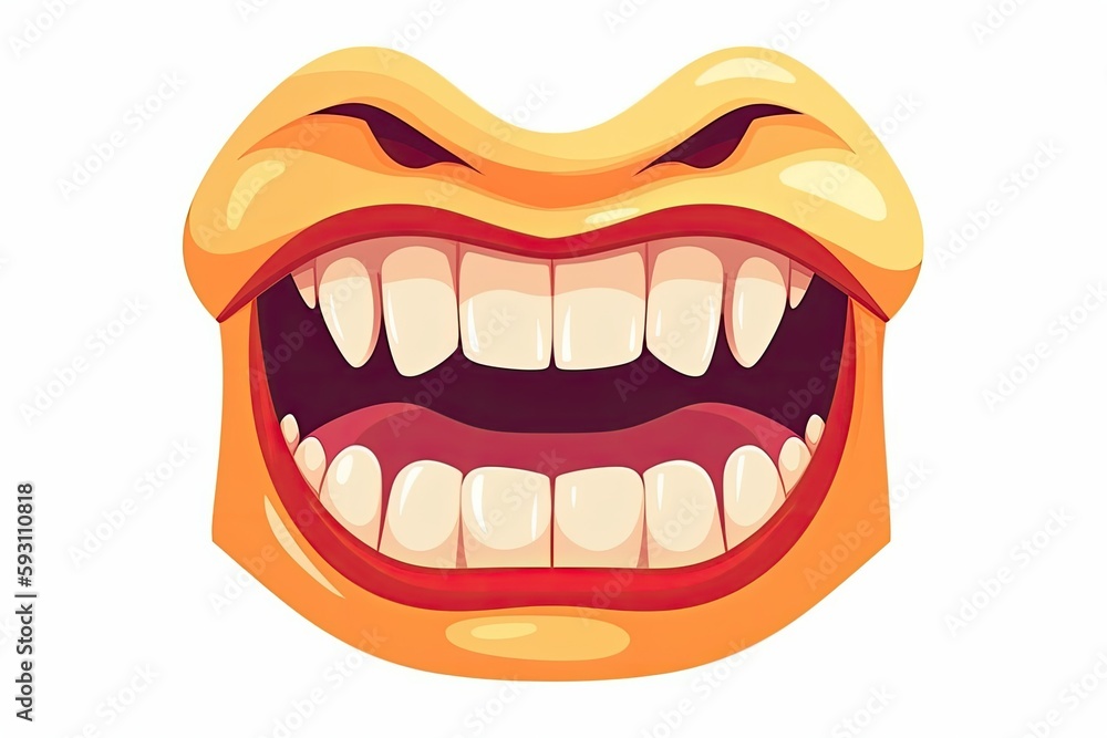Fototapeta premium smiling yellow mouth with teeth. Generative AI