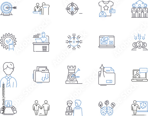 Lean startup outline icons collection. lean, startup, agile, methodology, business, iterative, product vector and illustration concept set. development, holistic, customer linear signs