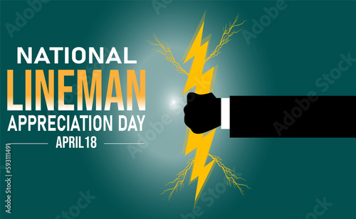 National Lineman appreciation day background with colorful shapes and typography. Day of lineman appreciation backdrop photo