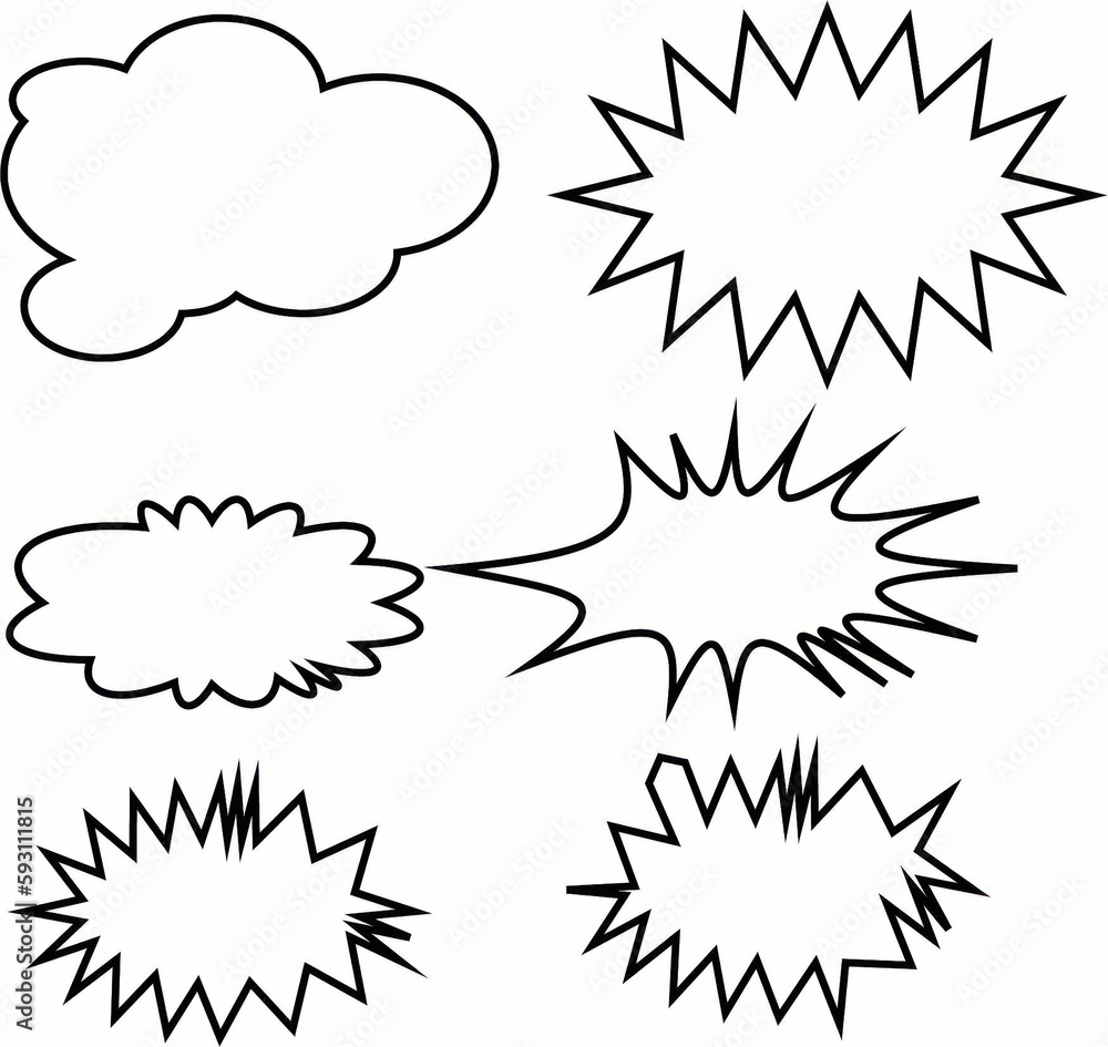 Fototapeta premium Collection of speech cloud shapes on white background.