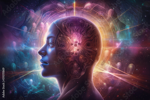 Mind of universe, meditation, generative AI photo