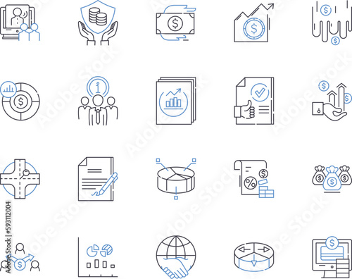financial plan and control outline icons collection. Financial, planning, control, budgeting, investment, saving, cash vector and illustration concept set. flow,analysis,taxation linear signs