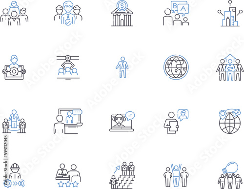 Franchise business outline icons collection. Franchise, Business, Opportunity, Investment, Retail, Expansion, Support vector and illustration concept set. Revenue, Agreement, Outlet linear signs