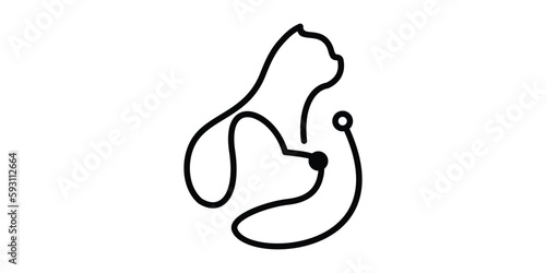 creative logo line dog and cat design icon vector illustration 7