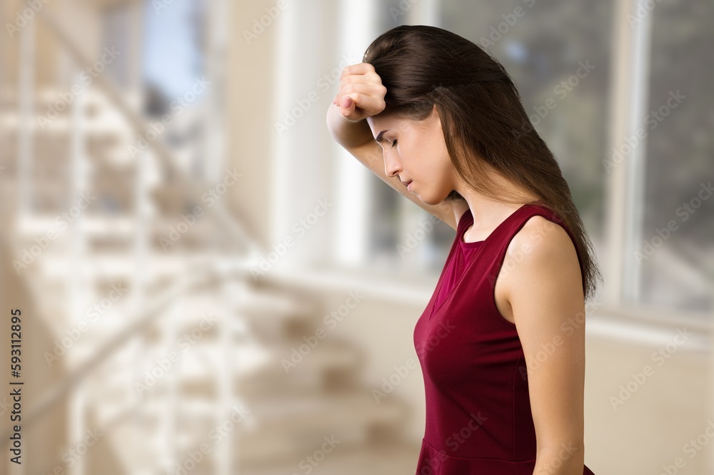Anxiety concept with young woman has problems