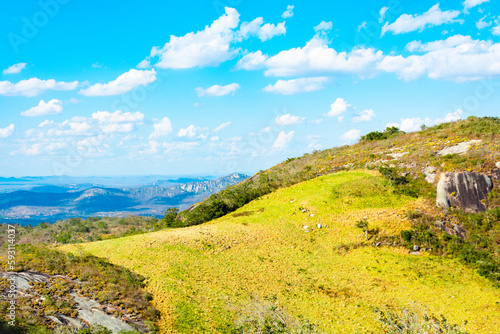 Mountain landscape with beautiful blue sky