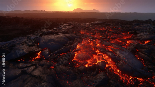 sunset on a lava planet