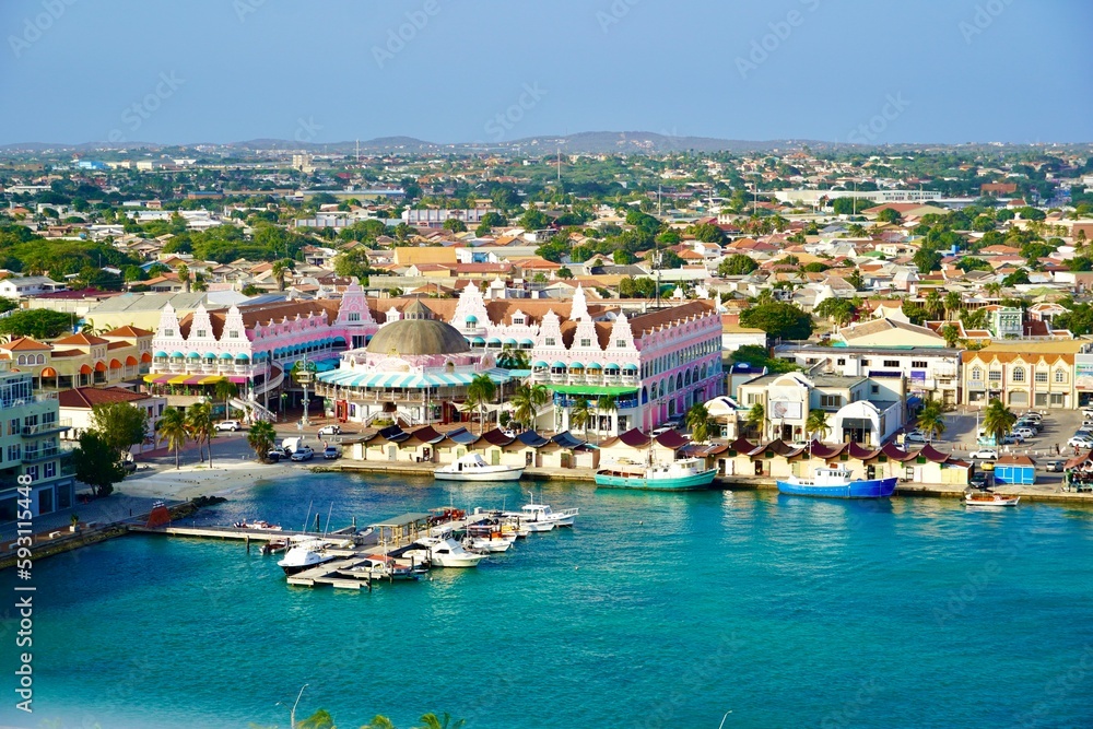 The Waterfront harbour of Oranjestad Aruba