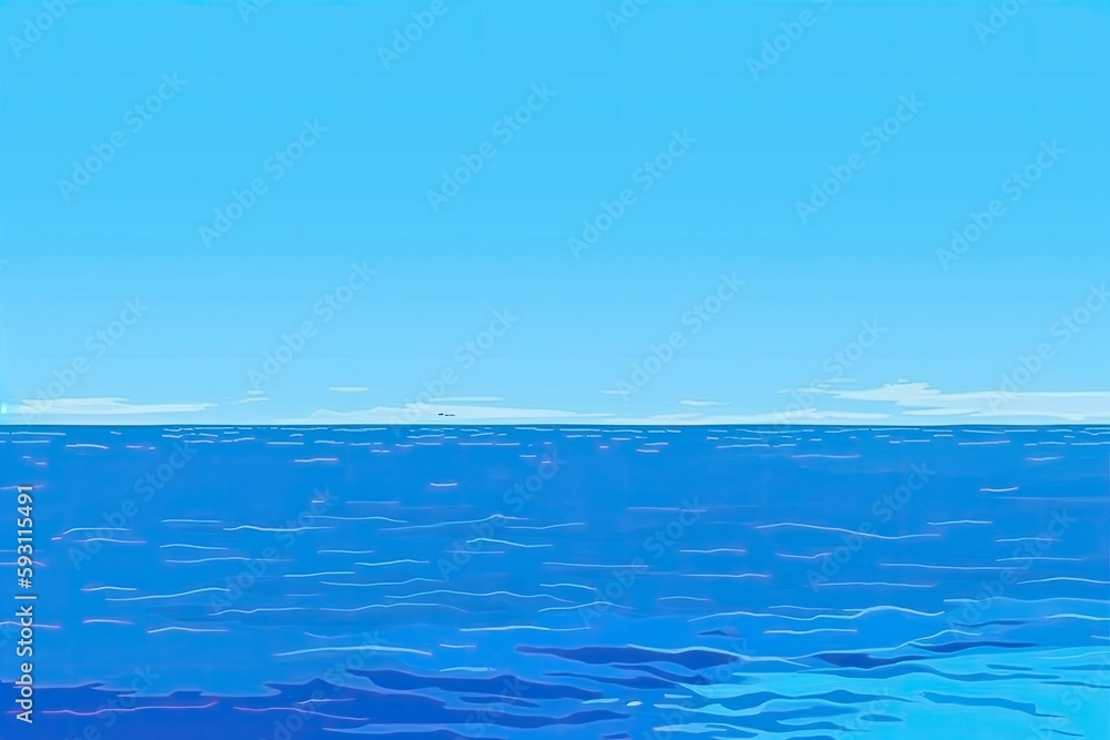 serene ocean scene with a blue sky as the backdrop. Generative AI serene ocean scene with a blue sky as the backdrop. Generative AI