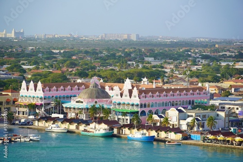 The Waterfront harbour of Oranjestad Aruba photo