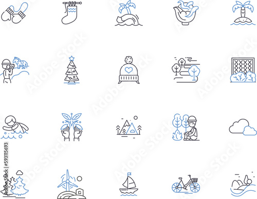 Climate outline icons collection. Climate, Heat, Cold, Temperatures, Global, Weather, Atmosphere vector and illustration concept set. Humidity, Wind, Change linear signs