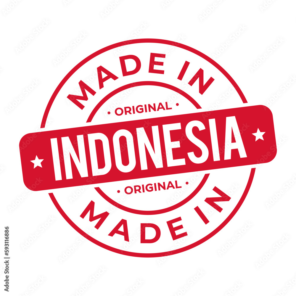 Made In Indonesia Stamp Logo Icon Symbol Design. Seal National Original Product Badge. Vector Illustration Made In Indonesia Stamp Logo Icon Symbol Design. Seal National Original Product Badge. Vector Illustration