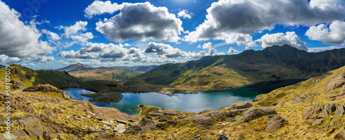 Llyn Llydaw lake panorama in Snowdonia. Wales