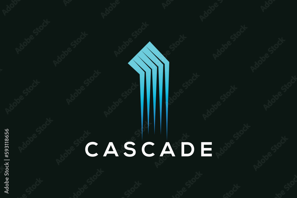 Colorful cascade fountain abstract logo design vector template