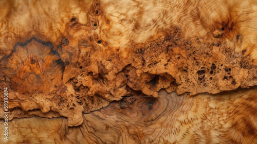 Thuya Burl Driftwood Texture Wooden Background - generative ai
