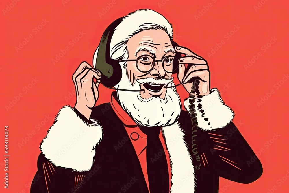 Fototapeta premium bearded man wearing glasses having a phone conversation. Generative AI