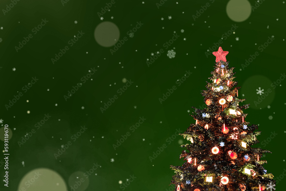 	クリスマスツリー｜グリーン背景