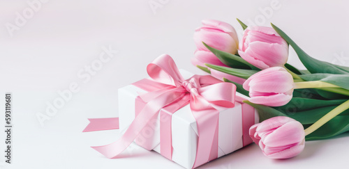 Tulips and giftbox , Generative Ai