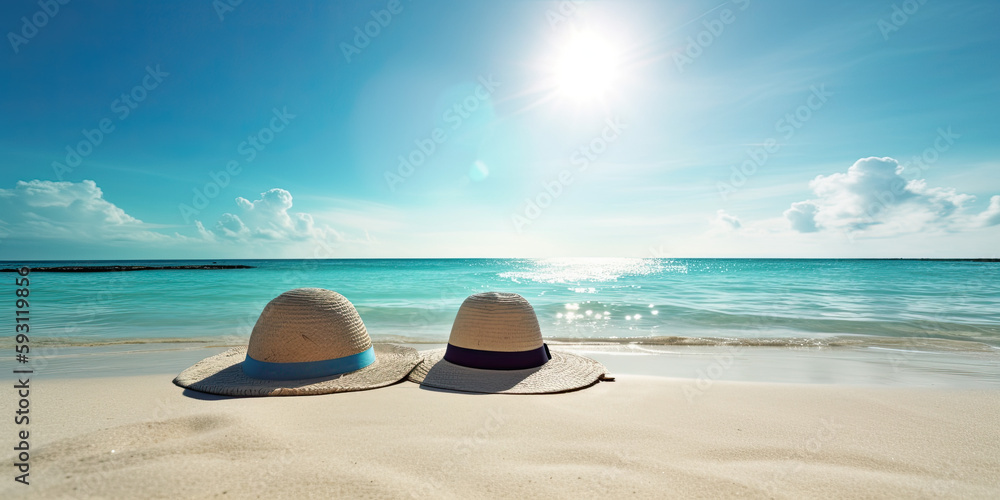 Ready for summer travel with straw hat Ready for summer travel with straw hat