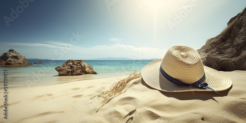 Ready for summer travel with straw hat