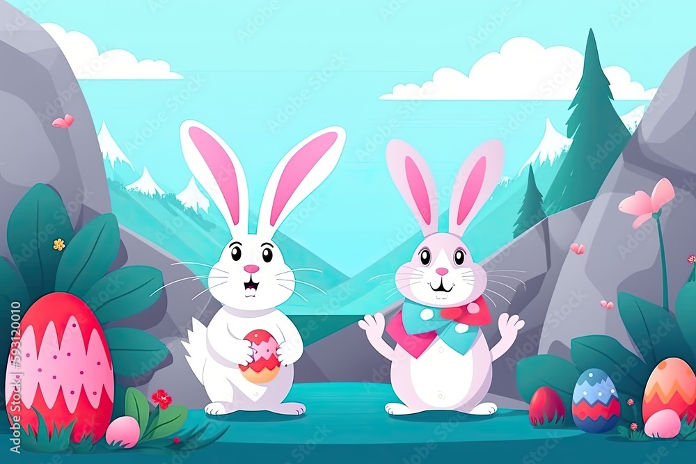 group of cute rabbits gathered together in a field. Generative AI group of cute rabbits gathered together in a field. Generative AI