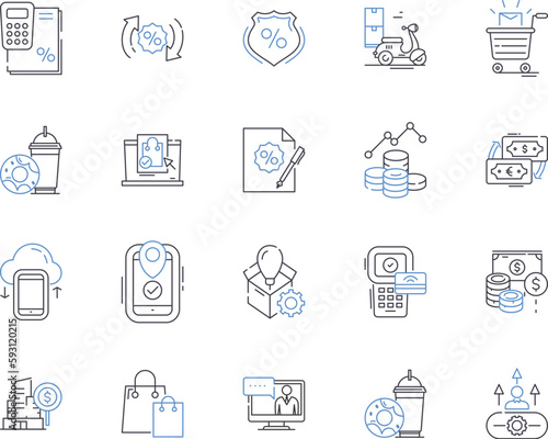Market income outline icons collection. Income, Market, Earnings, Wages, Profits, Salaries, Remuneration vector and illustration concept set. Returns, Revenues, Dividends linear signs