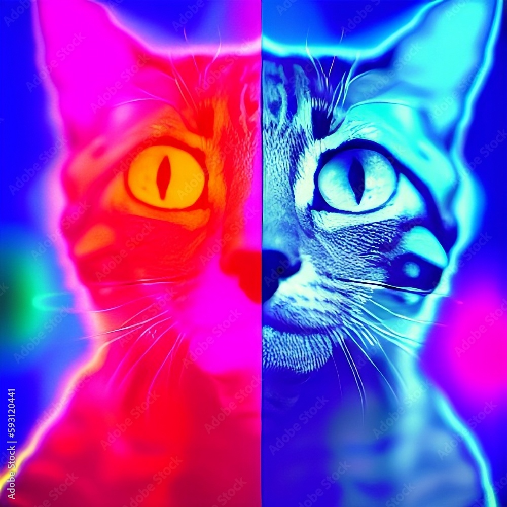 Neon Cat #20 created with Generative AI