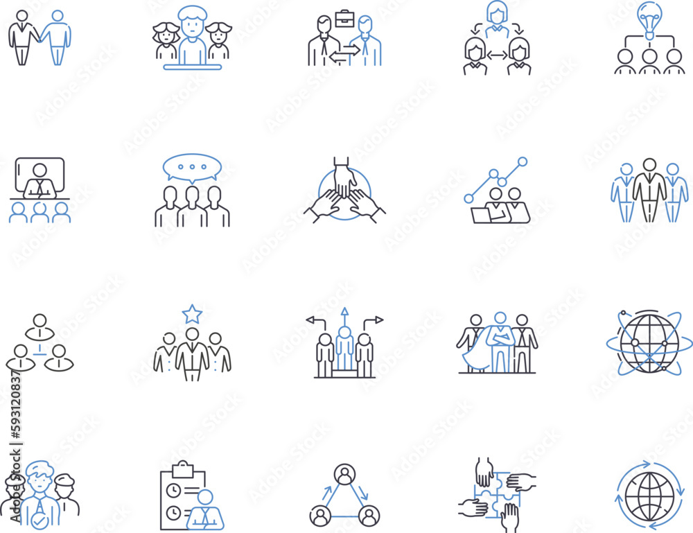 Partnership outline icons collection. Collaboration, Association, Union, Bond, Synergy, Agreement, Teamwork vector and illustration concept set. Link, Syndicate, Accord linear signs Partnership outline icons collection. Collaboration, Association, Union, Bond, Synergy, Agreement, Teamwork vector and illustration concept set. Link, Syndicate, Accord linear signs