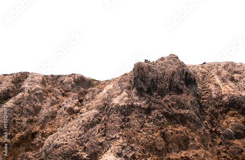 Mounds of earth and stones isolated on white background, clipping path