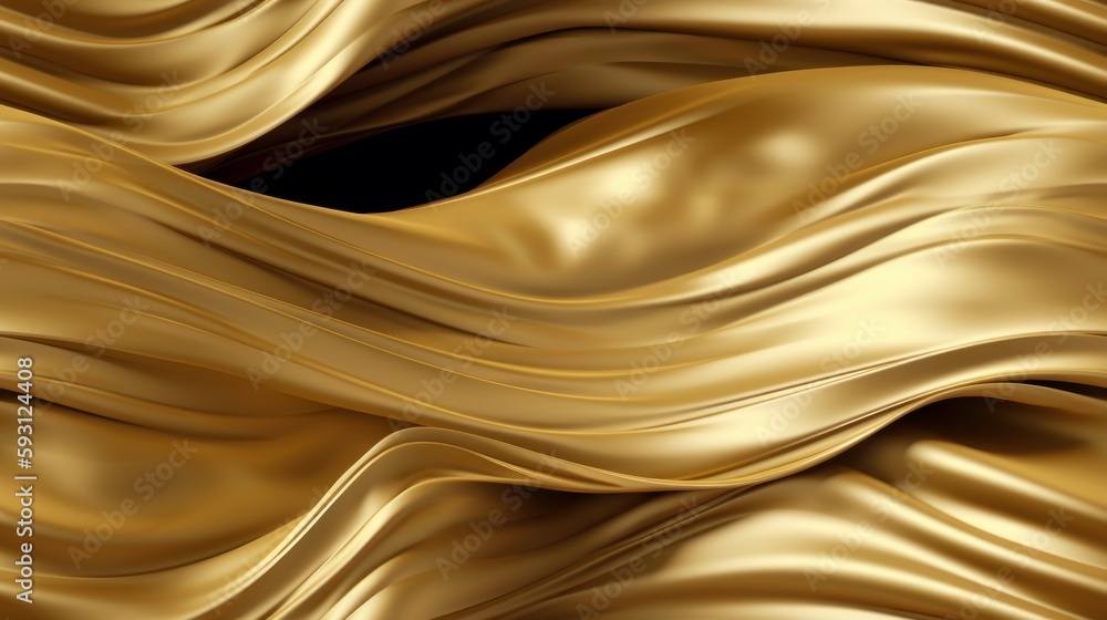Fototapeta premium Seamless Wavy Wedding Banner with Gold Glistening Fabric Pattern
