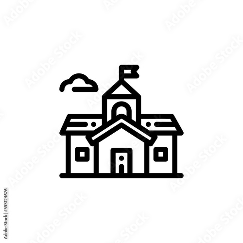 school building line icon
