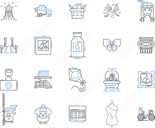 Creative hobies outline icons collection. Painting, Crafting, Sewing, Gardening, Writing, Doodling, Chalk-Art vector and illustration concept set. Beadwork, Woodwork, Knitting linear signs