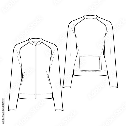 Running jacket fashion vector sketch, Apparel template  - Illustrator CC
