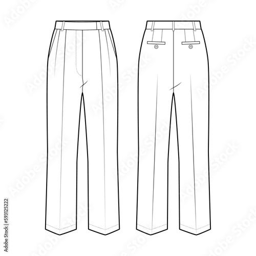 Wide-leg trousers fashion vector sketch, Apparel template - Illustrator CC