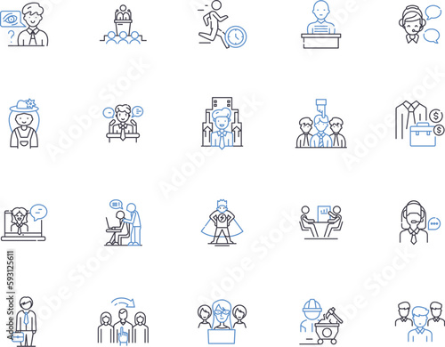 Job outline icons collection. work, job, employment, occupation, task, labor, hiring vector and illustration concept set. position, assignment, contract linear signs