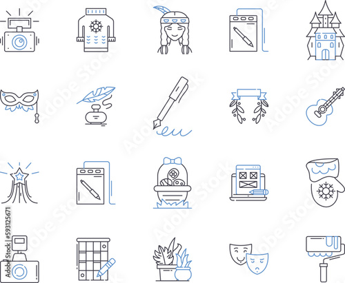 Creative business outline icons collection. Innovative, Profitable, Dynamic, Entrepreneurial, Promotional, Resourceful, Unique vector and illustration concept set. Progressive, Branding, Disruptive