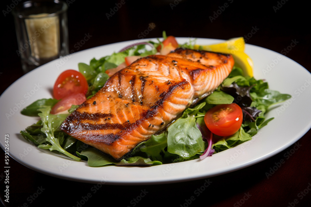 Grilled salmon with salad - AI Technology Grilled salmon with salad - AI Technology